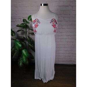 Kelly Renee Dress Womens XL White Embroidered Floral Maxi Boho Beach Sundress